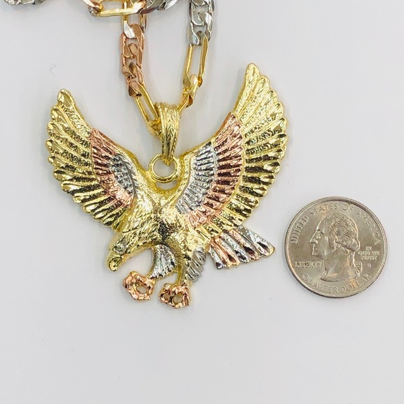 Men’s Eagle Pendant with Chain Gold Plated - Picture 4 of 4
